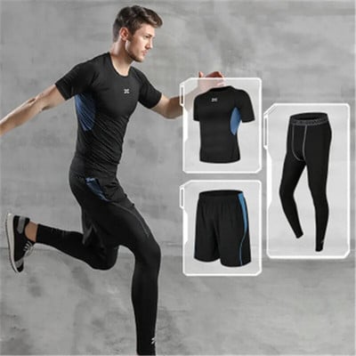 3 Pcs/Set Men Sportswear Compression Sport Suits Quick Dry Running Clothes Sports Joggers Training Gym Fitness Tracksuits Sets