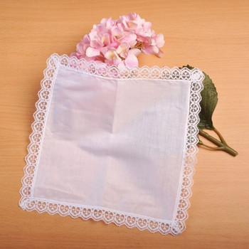 Φορητό βαμβακερό μαντήλι Tie-dye Lace Trim για Γυναίκα Άνδρας Gentleman Λευκό βαμβακερό μαντηλάκι Lace Trim Handkerchief