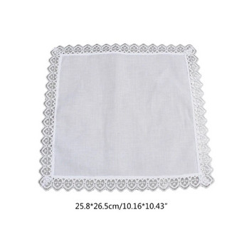 Φορητό βαμβακερό μαντήλι Tie-dye Lace Trim για Γυναίκα Άνδρας Gentleman Λευκό βαμβακερό μαντηλάκι Lace Trim Handkerchief