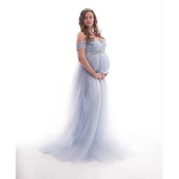 Нова рокля за бременни с къси ръкави за фотосесия Дантелена рокля за бременни Разтягащи се рокли Дрехи за фотография за бременни Подпори за снимки