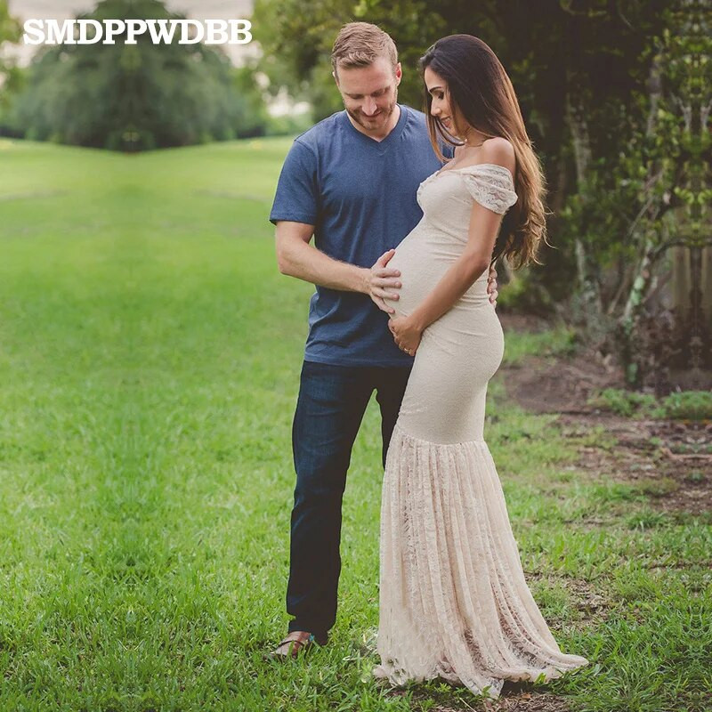 Nėščiųjų suknelė Nėščioms skirtos fotografijos rekvizitai, balti nėriniai Seksuali maxi suknelė Elegantiška nėštumo fotosesija Moteriška nėrinių suknelė nėščiosioms