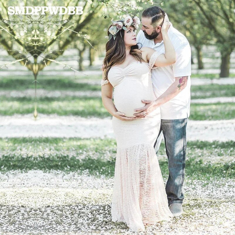 Nėščiųjų suknelė Nėščioms skirtos fotografijos rekvizitai, balti nėriniai Seksuali maxi suknelė Elegantiška nėštumo fotosesija Moteriška nėrinių suknelė nėščiosioms