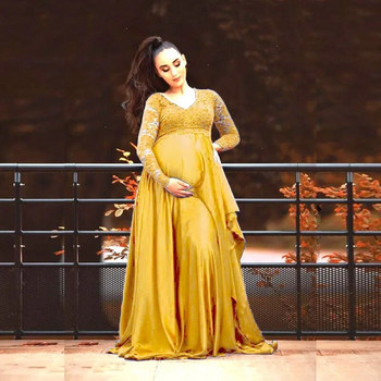 Νέα σιφόν δαντέλας για φωτογραφία εγκυμοσύνης Μακρύ φόρεμα Χαριτωμένα φορέματα εγκυμοσύνης Elegence μάξι φόρεμα εγκύων για φωτογράφηση