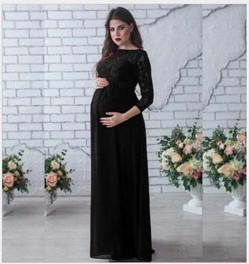 Плетена на една кука дантела за бременни снимки Подпори Рокли за бременни фотосесия Жилетка Рокля Бременни жени Дълга рокля
