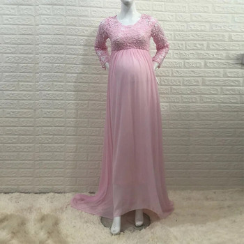 Дантелени издълбани рокли за бременни за фотосесия Елегантна роба за бебета Рокля за бременни с дълъг ръкав Фотография