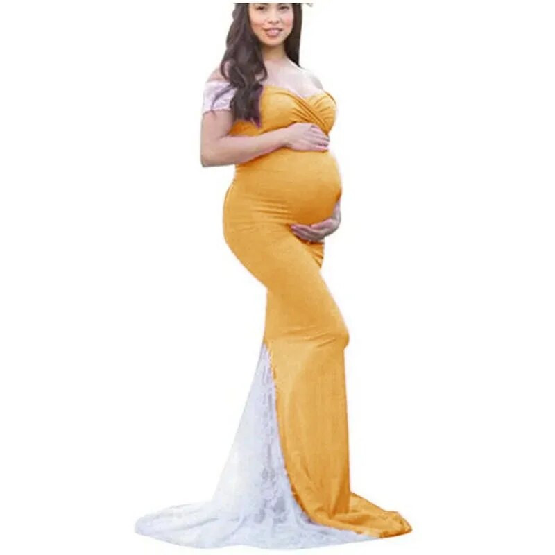 Rochii de maternitate pentru sedinta foto, fara umeri, elastic din bumbac roz, rochie lunga pentru gravida, rochie din jerseu, haine de sarcina, marime mare