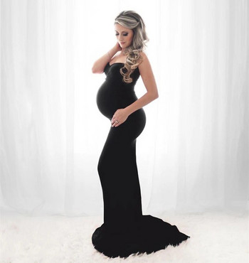 Секси реквизит за бременни снимки Рокли Дълга рокля за бременни за фотосесии за бебешко парти Макси рокля за бременни жени без рамене