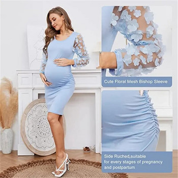 Бременни жени Пола на цветя Реквизит за снимки за бременни Разтеглива макси рокля Дълга рокля за бременни за фотосесия на бременни