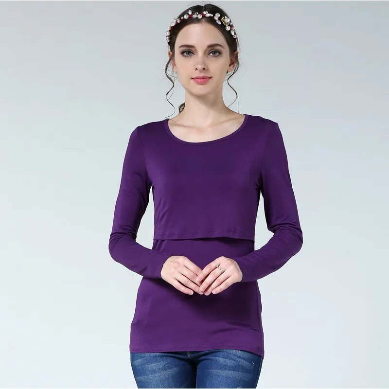 Moterims skirti rūbai žindymui Aptempti žindymo marškinėliai Nėščioms skirti drabužiai Nėščioms moterims Minkšti moteriški palaidinukai nėščiosioms