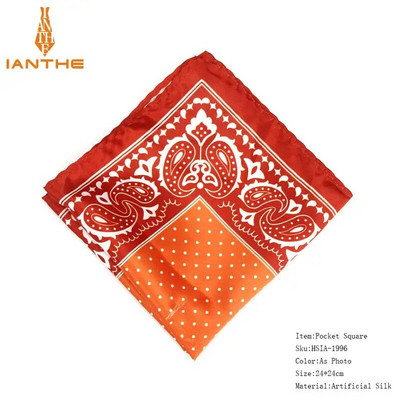 Muški rupčić Vintage Paisley Dot džepni kvadrat Mekane svilene maramice Vjenčane poslovne maramice Ručnik na prsima Poklon 24*24CM