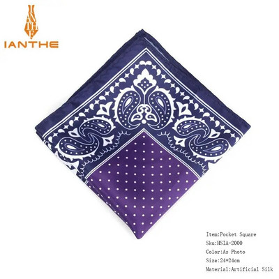 Muški rupčić Vintage Paisley Dot džepni kvadrat Mekane svilene maramice Vjenčane poslovne maramice Ručnik na prsima Poklon 24*24CM