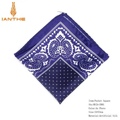 Muški rupčić Vintage Paisley Dot džepni kvadrat Mekane svilene maramice Vjenčane poslovne maramice Ručnik na prsima Poklon 24*24CM