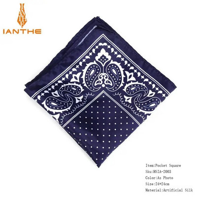 Muški rupčić Vintage Paisley Dot džepni kvadrat Mekane svilene maramice Vjenčane poslovne maramice Ručnik na prsima Poklon 24*24CM