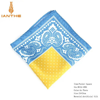 Muški rupčić Vintage Paisley Dot džepni kvadrat Mekane svilene maramice Vjenčane poslovne maramice Ručnik na prsima Poklon 24*24CM