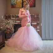 Drăguță rochie foto de maternitate din tul din dantelă pentru femeile însărcinate haine sexy de fotografie rochie lungă roz pentru baby shower pentru sarcină