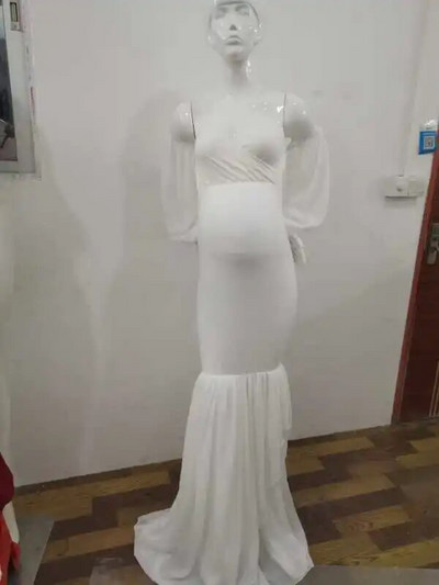 Rochie de maternitate pentru ședință foto femei sexy cu umeri șifon șifon mâneci lungi sirenă sarcină rochie maxi rochie accesorii fotografice
