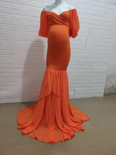 Rochie de maternitate pentru ședință foto femei sexy cu umeri șifon șifon mâneci lungi sirenă sarcină rochie maxi rochie accesorii fotografice