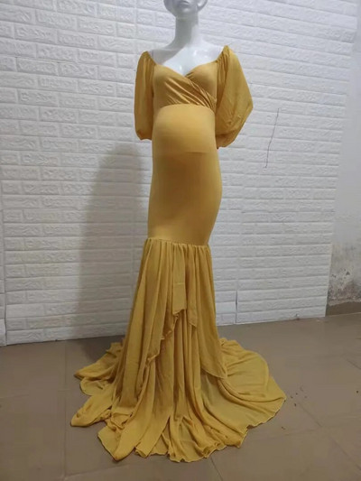 Rochie de maternitate pentru ședință foto femei sexy cu umeri șifon șifon mâneci lungi sirenă sarcină rochie maxi rochie accesorii fotografice