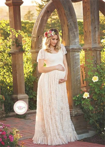 Дамска бяла пола Реквизит за снимки за бременни Дантелени дрехи за бременни Рокли за бременни за фотосесия Облекло