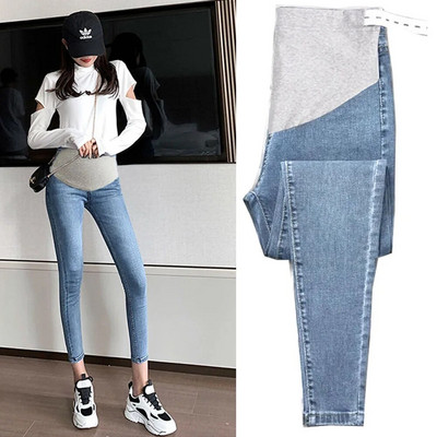 Égszínkék Kismama Nadrág Terhességi Ruhák Farmer farmer Leggings terhes nőknek Ruhák Szoptatós nadrág Capris M-2XL