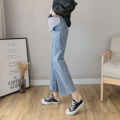 Égszínkék Kismama Nadrág Terhességi Ruhák Farmer farmer Leggings terhes nőknek Ruhák Szoptatós nadrág Capris M-2XL