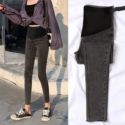 Égszínkék Kismama Nadrág Terhességi Ruhák Farmer farmer Leggings terhes nőknek Ruhák Szoptatós nadrág Capris M-2XL