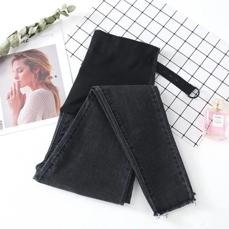 Dangaus mėlynos kelnės nėščiosioms Drabužiai Džinsai Džinsai Antblauzdžiai nėščiosioms Drabužiai žindymo kelnės Capris M-2XL