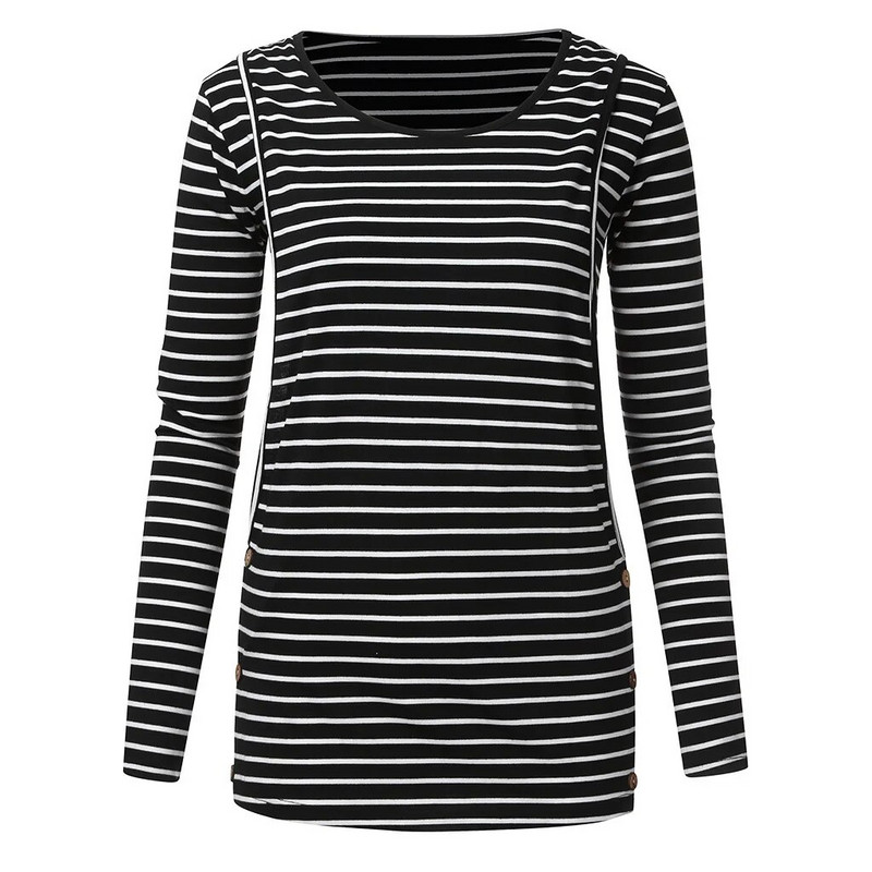 Moteriški laisvalaikio nėščioms moterims rūbai žindymo palaidinukai žindymo marškinėliai Nėštumas Motinystė Žindymas Žindymas Dryžuotas