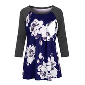 Bluză florală de primăvară pentru maternitate pentru femei, cu mâneci 3/4, cu imprimeu floral, tricou pentru alăptare, îmbrăcăminte pentru mamă însărcinată кофта