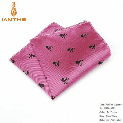 Prabangios vyriškos nosinės kaukolės pledas austi žakardo Hankies poliesterio Hanky verslo vintage kišeninis kvadratinis krūtinės rankšluostis 23*23cm