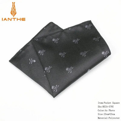 Prabangios vyriškos nosinės kaukolės pledas austi žakardo Hankies poliesterio Hanky verslo vintage kišeninis kvadratinis krūtinės rankšluostis 23*23cm