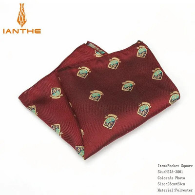 Prabangios vyriškos nosinės kaukolės pledas austi žakardo Hankies poliesterio Hanky verslo vintage kišeninis kvadratinis krūtinės rankšluostis 23*23cm