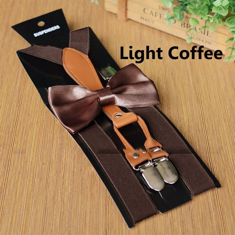 Seturi de bretele și papion unisex de culoare solidă, cu elastic înalt, reglabil, pentru petrecerea de nuntă, bretele pentru curele pentru bărbați și femei