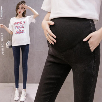 Есенни разтегливи дънки за бременни тесни дънки с регулируеми коремни панталони Дрехи за бременни жени Пролетни бременни панталони Premama