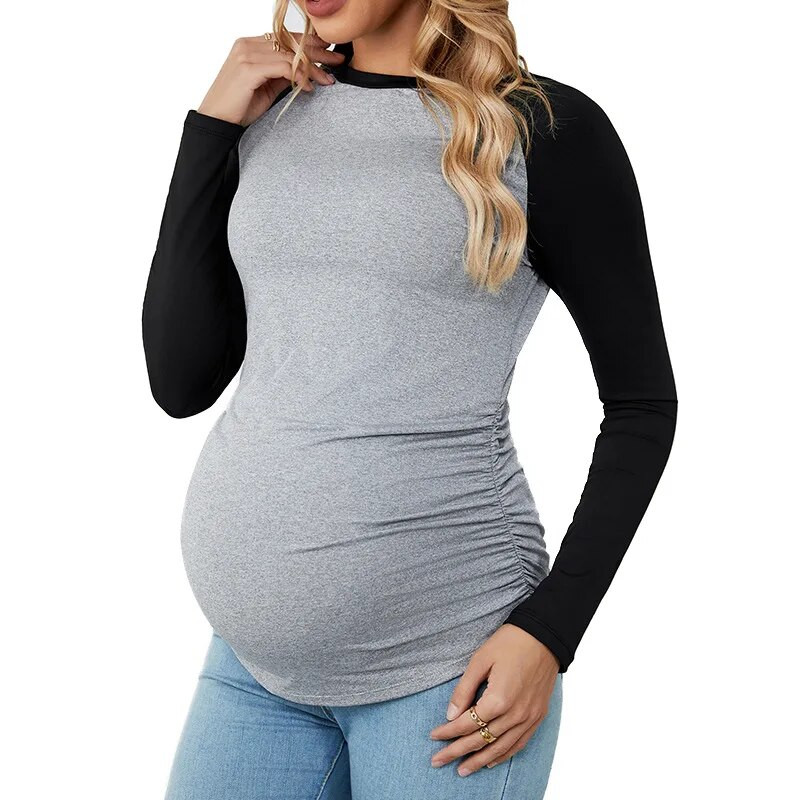 Pavasario ruduo Minkšti nėščiųjų rūbai Fitneso ilgomis rankovėmis nėščioms moterims marškinėliai Nėštumo marškinėliai jogos marškinėliai