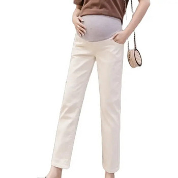 Пролет Есен Модни дънкови дънки за бременни Ежедневни панталони с регулируем корем за бременни Прави панталони за бременност