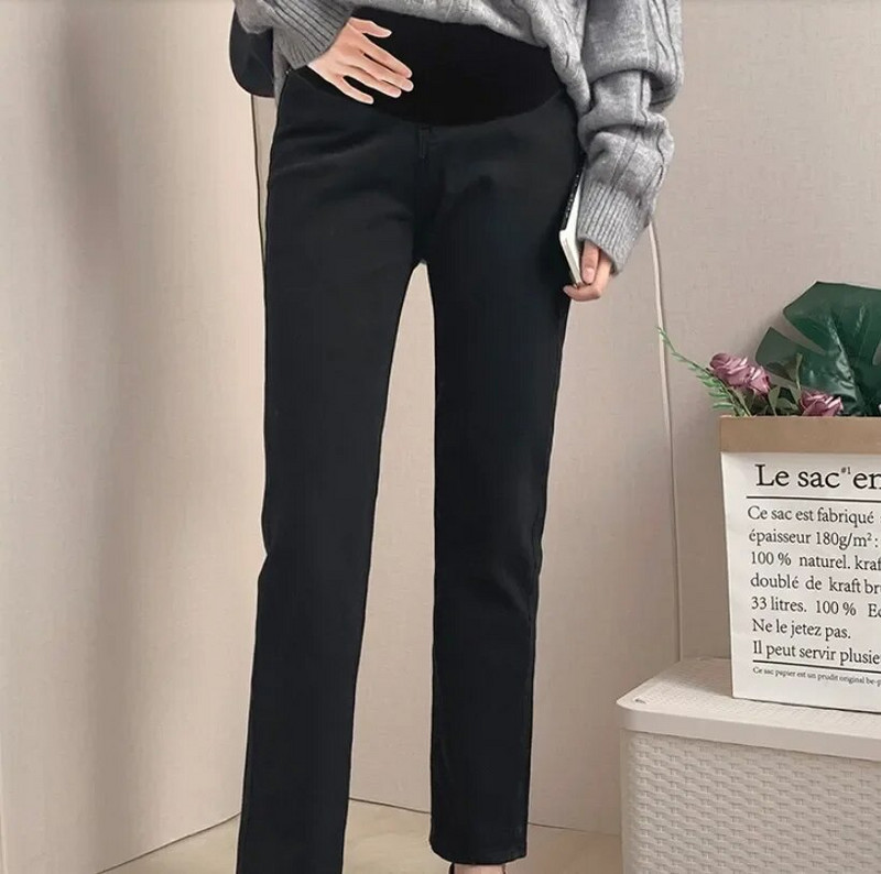 Kevad-sügismood Denim rasedusteksad Reguleeritava kõhuga vabaaja püksid rasedatele sirged raseduspüksid