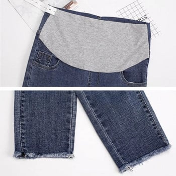 Дънкови дънки Панталони за бременни Тесни еластични дрехи за бременни 2023 Пролет Лято Голям размер Панталони за бременни Gravidas