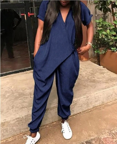 2023 m. Nėščioms V formos iškirptės kelnaitės trumpomis rankovėmis nėščioms moterims, laisvi kombinezonai, šliaužtinukai Nėštumo drabužiai plius dydis