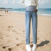 Άνοιξη 2024 Νέα άφιξη μόδας Stretch τζιν τζιν εγκυμοσύνης Φαρδιά ίσια παντελόνια κοιλιάς Ρούχα για έγκυες γυναίκες Εγκυμοσύνη