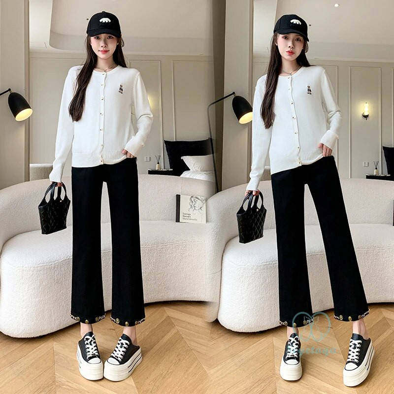 Csizma vágott hasított láb Stretch farmer kismama farmer tavaszi nyár ceruza has nadrág ruhák terhes nők számára terhesség stílusos