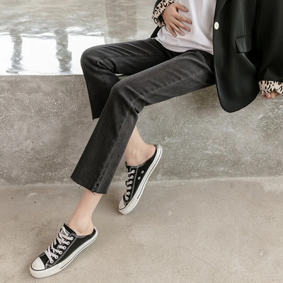 9/10 Trudničke traper hlače za trudnice Proljeće Jesen Visoki struk na trbuh Trudničke ravne traper hlače Odjeća za trudnice