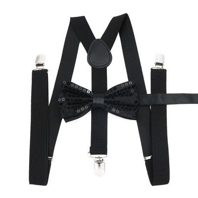 Seturi de bretele cu papion cu paiete strălucitoare unisex pentru bărbați, femei, petrecere, performanță pe scenă, cravată reglabilă, modă, leneș