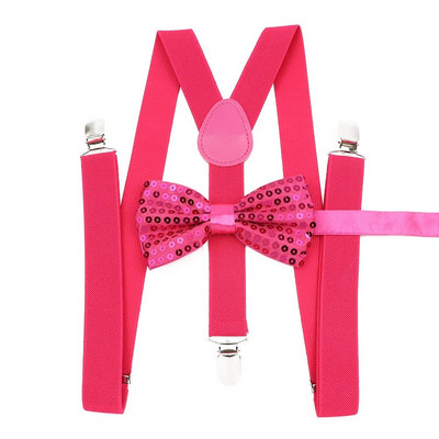 Seturi de bretele cu papion cu paiete strălucitoare unisex pentru bărbați, femei, petrecere, performanță pe scenă, cravată reglabilă, modă, leneș