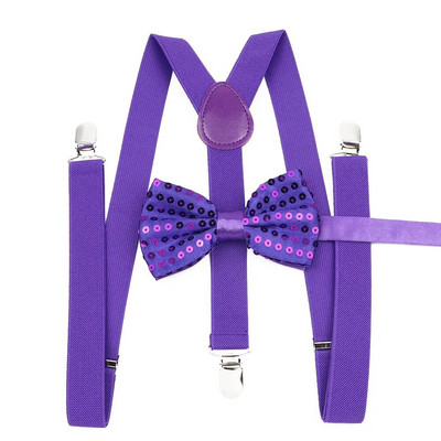 Seturi de bretele cu papion cu paiete strălucitoare unisex pentru bărbați, femei, petrecere, performanță pe scenă, cravată reglabilă, modă, leneș