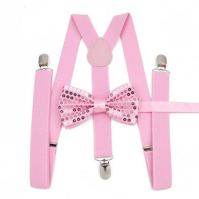 Seturi de bretele cu papion cu paiete strălucitoare unisex pentru bărbați, femei, petrecere, performanță pe scenă, cravată reglabilă, modă, leneș