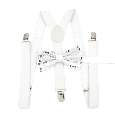 Seturi de bretele cu papion cu paiete strălucitoare unisex pentru bărbați, femei, petrecere, performanță pe scenă, cravată reglabilă, modă, leneș