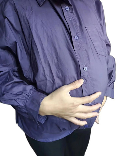 2024 Пролет за бременни лилави ризи с дълги ръкави с отложна яка и копчета Fly Неправилни блузи за бременни жени Бременност Бял топ