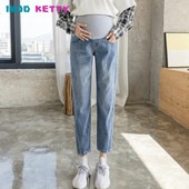 Haine pentru femei ocazional largi abdominali blugi de sarcină Îmbrăcăminte de maternitate Blugi de maternitate de toamnă pantaloni harem din denim pentru gravide