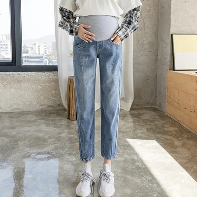 Haine pentru femei ocazional largi abdominali blugi de sarcină Îmbrăcăminte de maternitate Blugi de maternitate de toamnă pantaloni harem din denim pentru gravide